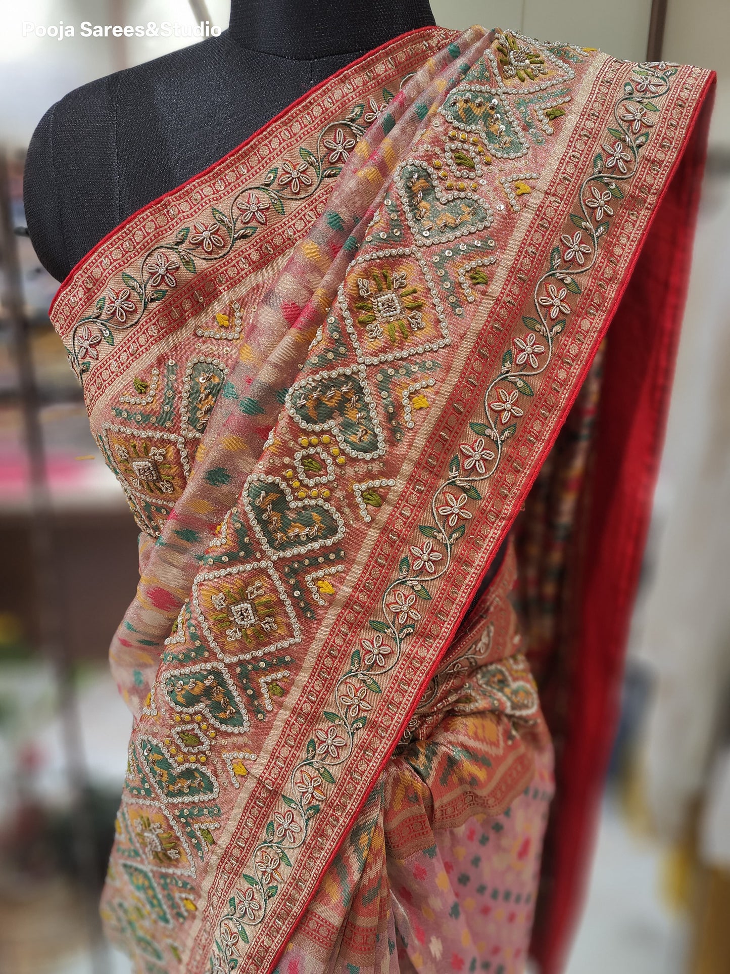 AARSAA ikkat tissue silk saree