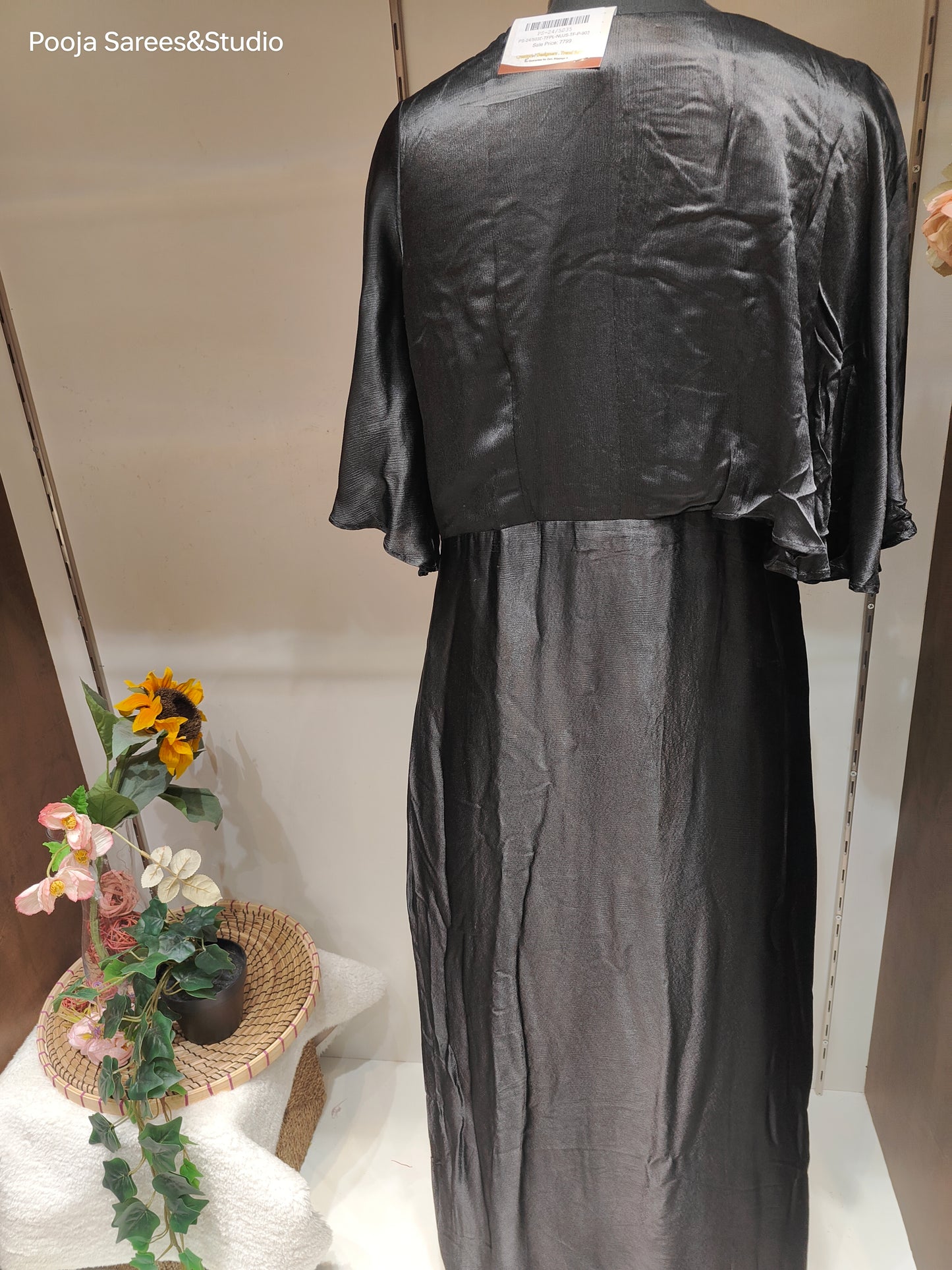 AARSAA Black Suede Cowl Dress Gown