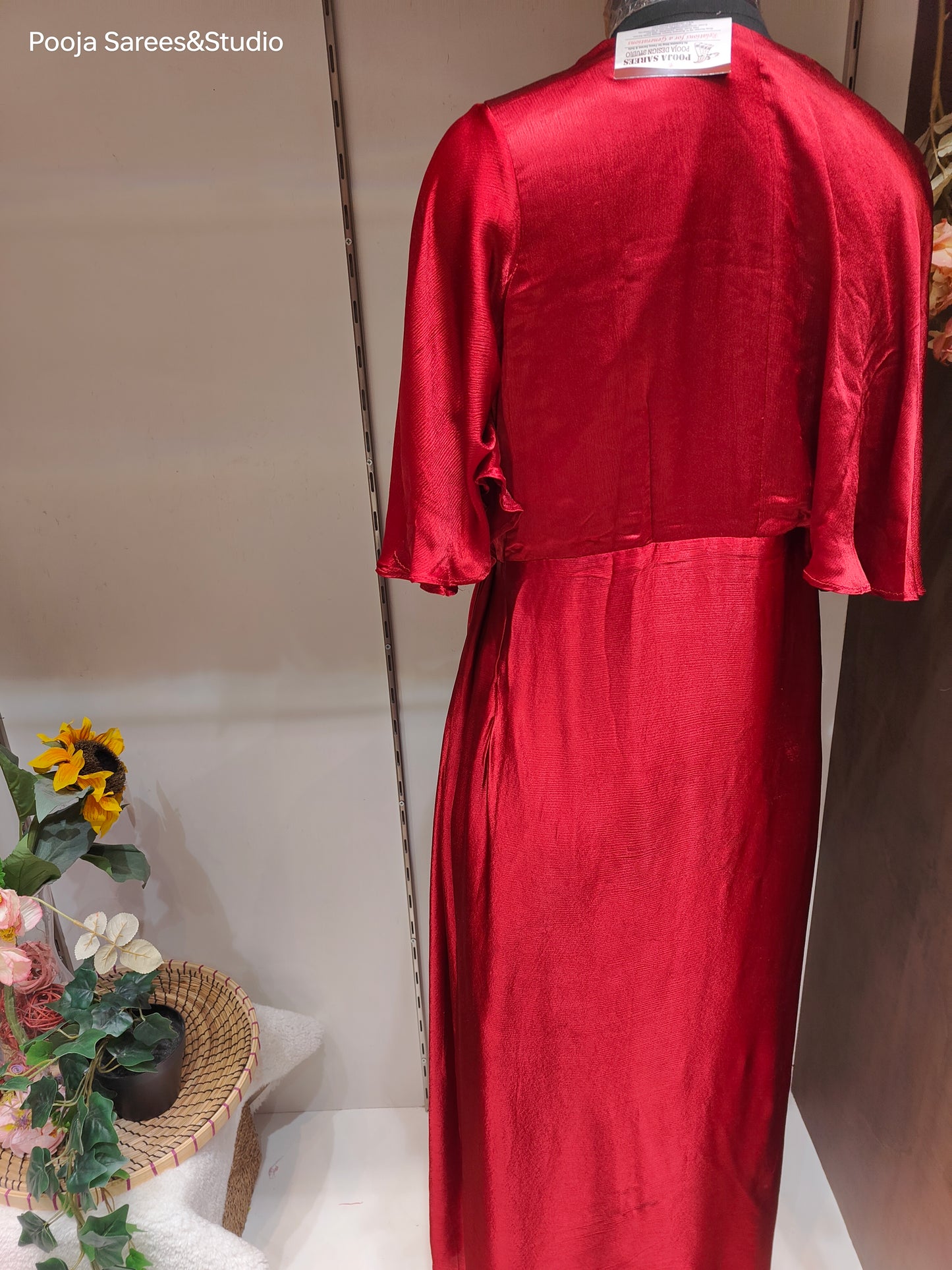 AARSAA Red Suede Cowl Dress Gown