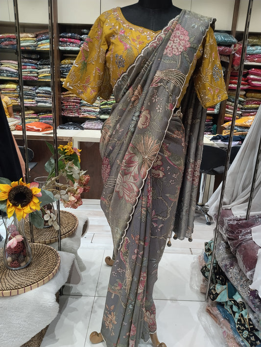 AARSAA Printed tissue with readymade blouse